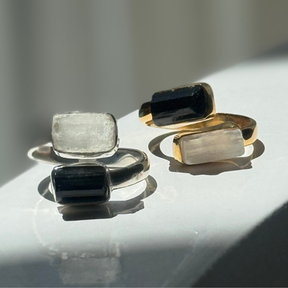 CLEAR ENERGY RING Selenit und Turmalin