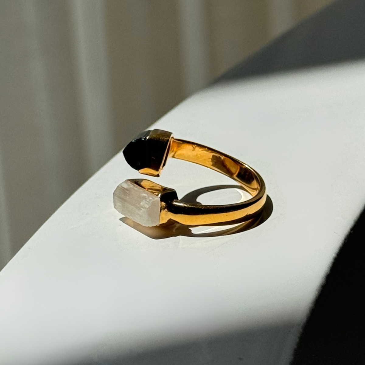 CLEAR ENERGY RING Selenit und Turmalin