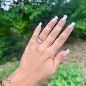 VENUS ENERGY RING  Regenbogen Mondstein und Rosenquarz