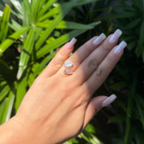 VENUS ENERGY RING  Regenbogen Mondstein und Rosenquarz