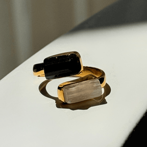CLEAR ENERGY RING Selenit und Turmalin - That Spiritual Shop