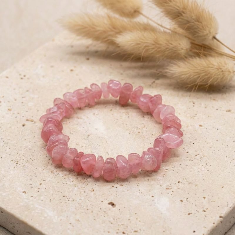 ROSENQUARZ ENERGY Splitterarmband A+ Qualität - thatspiritualshop.de